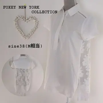 FOXEY NEW YORK 백 레이스 셔츠 블라우스 튜닉 풀오버