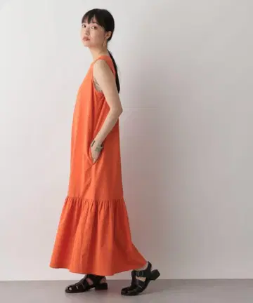 LOWRYS FARM 티어드 원피스 슬리브리스 오렌지