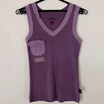 Von Dutch 퍼플 보라색 V넥 탱크탑 슬리브리스