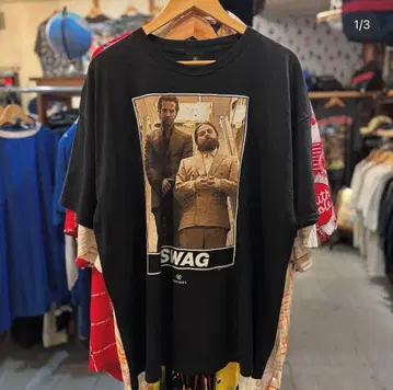SWAG 프린트 오버사이즈 티셔츠 블랙