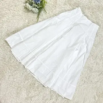 아푸와이저 리셰 화이트 롱 플레어 스커트 허리밴딩 하이웨스트 S