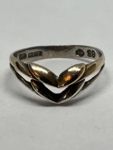 K10 silver 콤비 반지 하트 디자인 약 7호