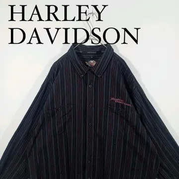 HARLEY DAVIDSON 스트라이프 긴팔 셔츠 버튼 다운 XXL