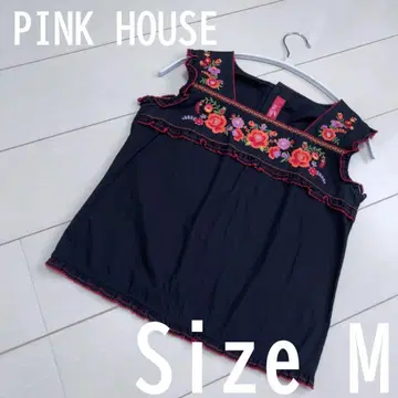 PINK HOUSE [새상품급] 꽃무늬 자수 프릴 슬리브리스 M 사이즈