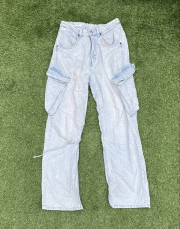 ZARA 카고 데님 팬츠 라이트 블루 EU 36