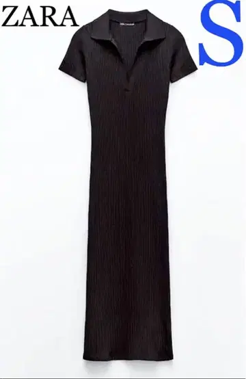 ZARA 코튼 리브 폴로넥 원피스 블랙