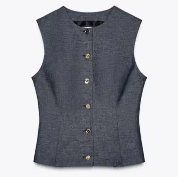 미사용 새상품 ZARA 인디고 린넨 다트 베스트