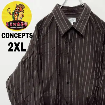 USA 구제 의류 CONCEPTS 긴팔 버튼 셔츠 2XL 브라운 그린