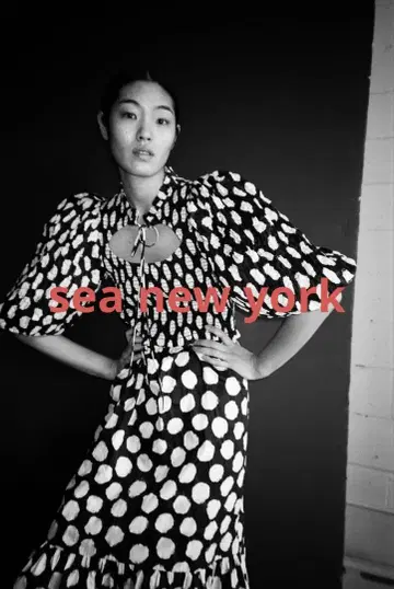 sea new york 폴카 도트 패턴 벌룬 슬리브 맥시 드레스