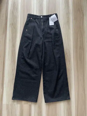 ROPE 워셔블 턱 와이드 데님 팬츠 36 블랙