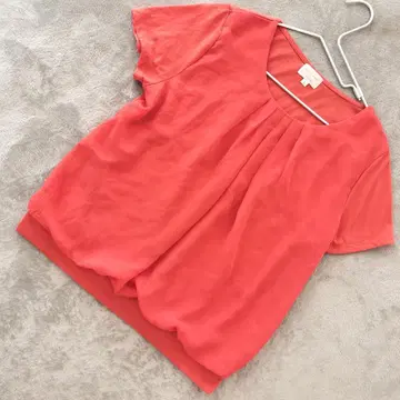 EMMA JAMES 쉬폰 티셔츠 오렌지 사이즈 L 반팔 블라우스