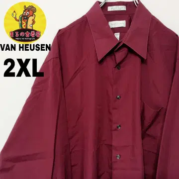 USA 구제 의류 VAN HEUSEN 긴팔 버튼 셔츠 2XL 와인 레드