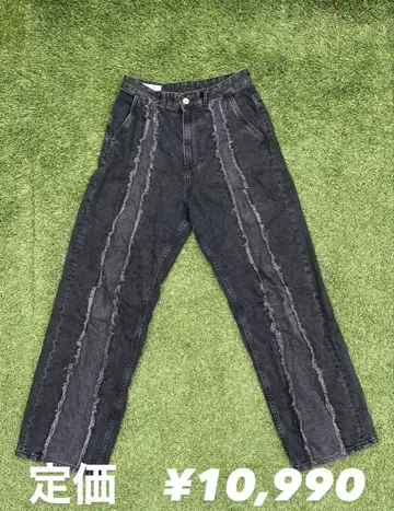 ZARA 프린지 디자인 블랙 데님 와이드 레그