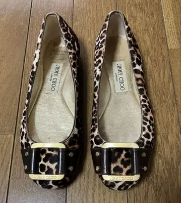 JIMMY CHOO 레오파드 플랫슈즈 35