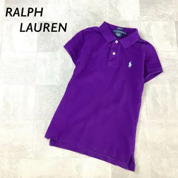 RALPH LAUREN 원포인트 자수 피케 셔츠 반팔 퍼플