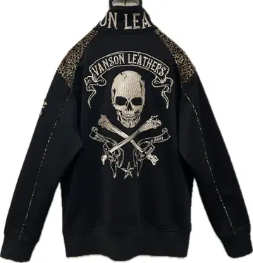 *VANSON 레오파드 무늬 절개 스컬 자수 트랙 재킷 XL