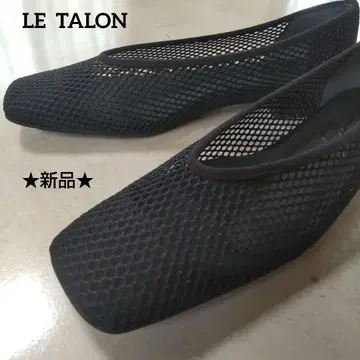 새상품 LE TALON 메쉬 스퀘어토 플랫슈즈 블랙