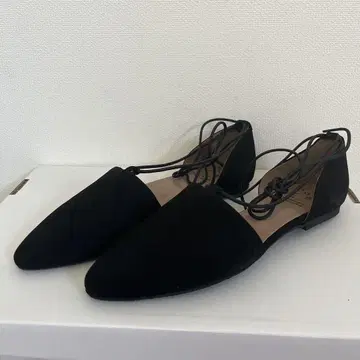 KMB 블랙 스웨이드 레이스업 플랫슈즈
