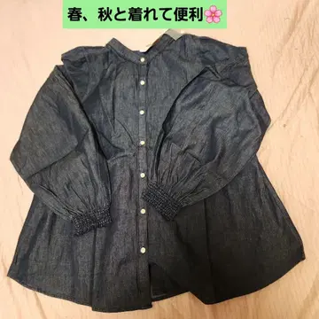 [새상품] 소매 볼륨 데님 BL