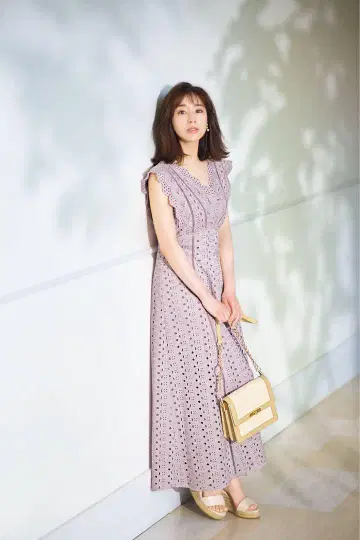 [다나카 미나미 씨 착용] Noela 코튼 레이스 맥시 원피스 라벤더 M
