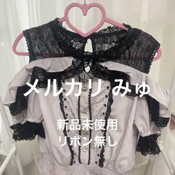 LIZLISA 오픈 숄더 프릴 블라우스 블랙 핑크