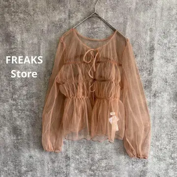 FREAK'S STORE 개더 튤 블라우스 시스루 2WAY