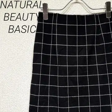 NATURAL BEAUTY BASIC 미디 스커트 타이트 체크 무늬
