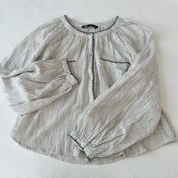 ZARA 스트라이프 패턴 블라우스 셔츠 블랙 화이트