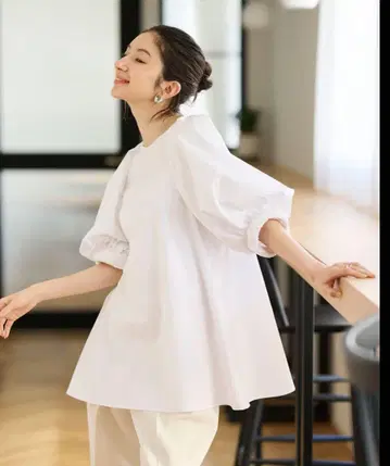 #Newans 서클 슬리브 A라인 블라우스