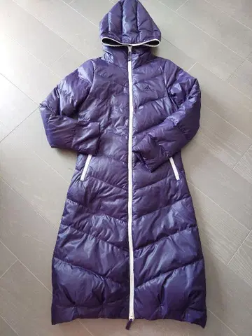 adidas 후드 롱 다운 재킷 퍼플 S