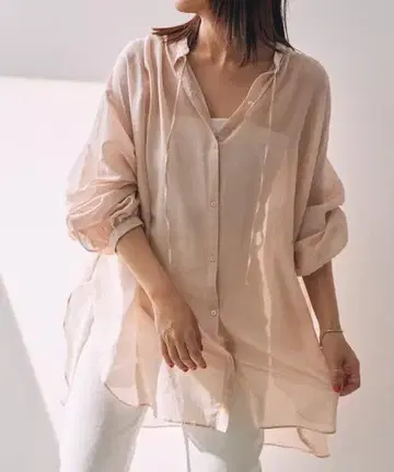 BABYLONE 코튼 실크 튜닉 블라우스