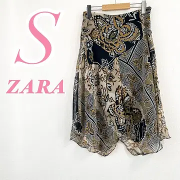 ZARA 자라 플레어 스커트 S 블랙 베이지 올 패턴 비대칭