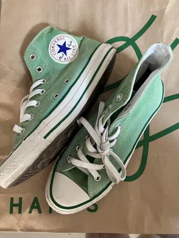 Converse All Star 그린 하이컷 스니커즈