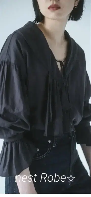 nest Robe 모델 코타니 미유 씨 콜라보 프릴 블라우스