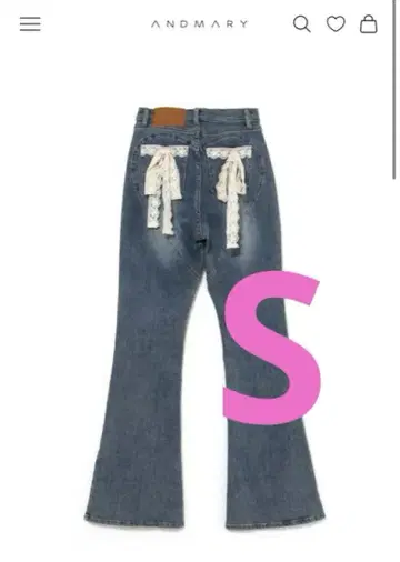 andmary Lacey ribbon heart hip denim S