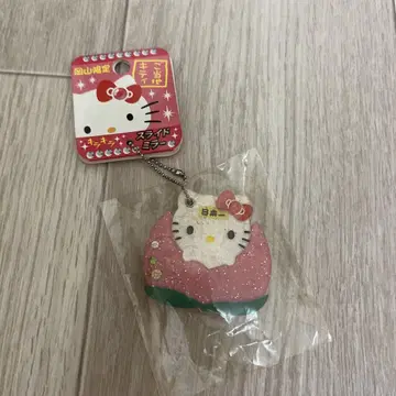 산리오 헬로키티 지역 오카야마 한정판 반짝이 슬라이드 거울 복숭아
