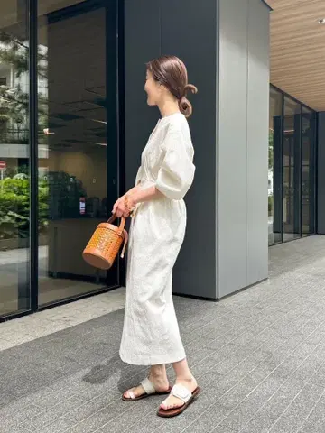 IENA 코튼 립플 허리 쉐이프 원피스