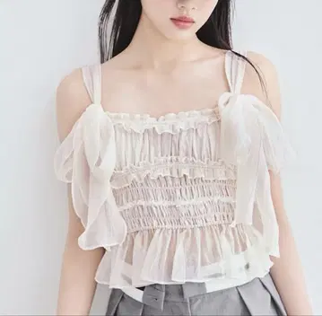 SNIDEL 셔링 리본 뷔스티에 2024 ss