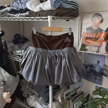 adidas y2k 리메이크 구제 의류 헤이세이 갸루 플레어 벌룬 스커트