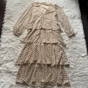 ZARA 자라 도트 무늬 티어드 프릴 롱 원피스 드레스 여름/가을