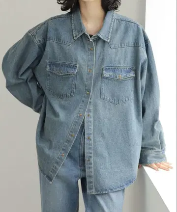LEPSIM 와이드 데님 셔츠 오버사이즈