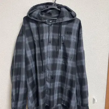 HARE 후드 체크 셔츠