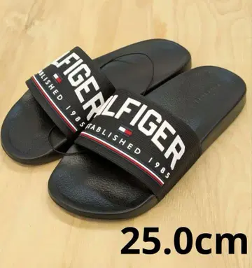 HILFIGER 비치 샌들 25.0cm 블랙 슬라이드 샌들