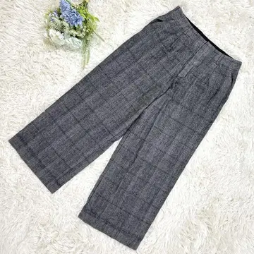 언타이틀 그레이 체크 무늬 와이드 팬츠 L 사이즈 넉넉한 실루엣