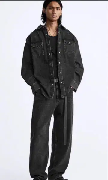 인기 상품 ZARA 완판 BAGGY FIT 데님 팬츠 블랙 38 사이즈