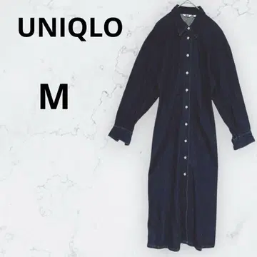 *유니클로* 원피스 데님 셔츠 긴팔 앞여밈 겉옷 롱 시즌 M