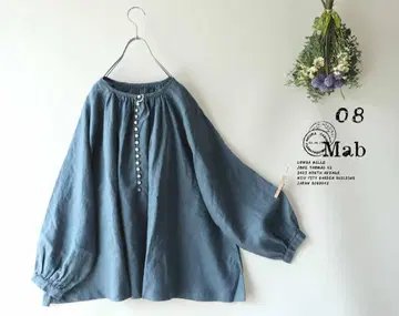 새상품 할인 08mab 다크블루 파랑*단추 린넨 블라우스 1006
