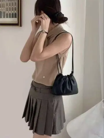 NOTHING WRITTEN 가죽 여성용 숄더백 블랙 L