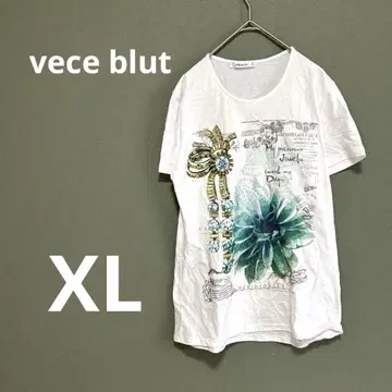 새상품급 vece blut 프린트 티셔츠 반팔 반짝이 비즈 XL
