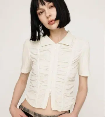 SLY FRONT GATHER ZIP 상의